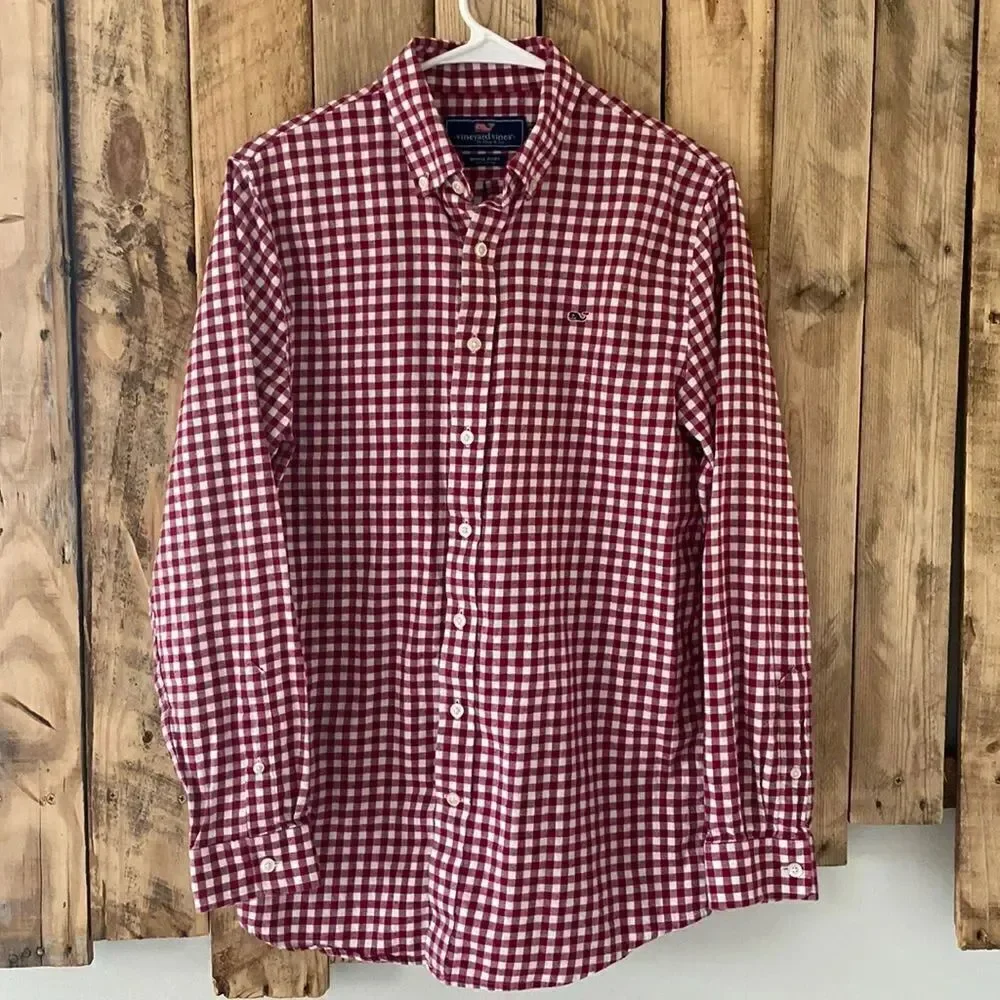 Vineyard Vines Gingham Check Button Down Long sleeve‎ Size Extra Large (18)